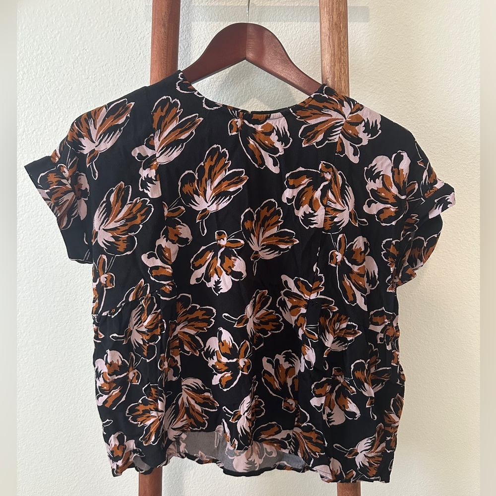 Madewell Cuffed-Sleeve Shirred Top in Duskblossom
